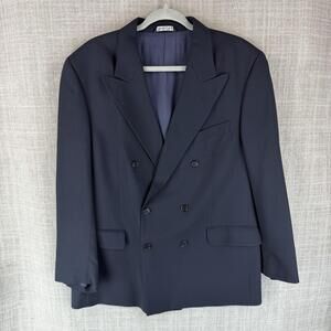 Vito Rufolo Suit Jacket Mens 42 Blue Double-Breasted Peak Lapel Wool San Martino